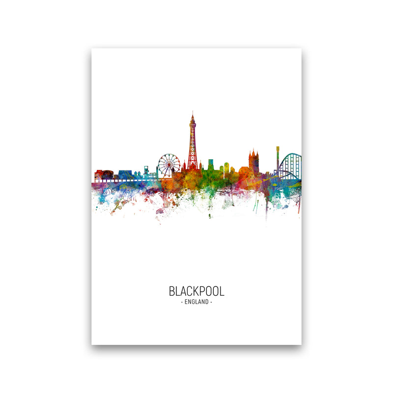 Blackpool England Skyline Portrait Art Print by Michael Tompsett Print Only