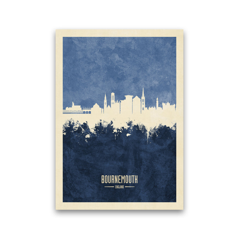 Bournemouth England Skyline Portrait Navy Art Print by Michael Tompsett Print Only