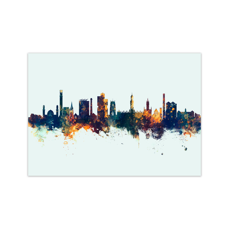 Bradford England Skyline Blue Orange Art Print by Michael Tompsett Print Only