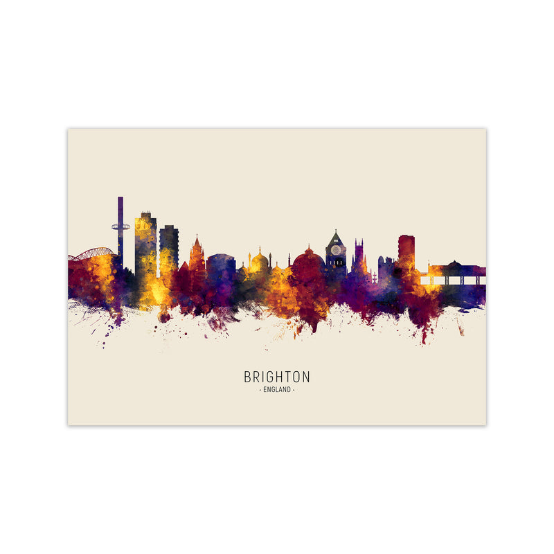 Brighton England Skyline Autumn City Name Art Print by Michael Tompsett Print Only