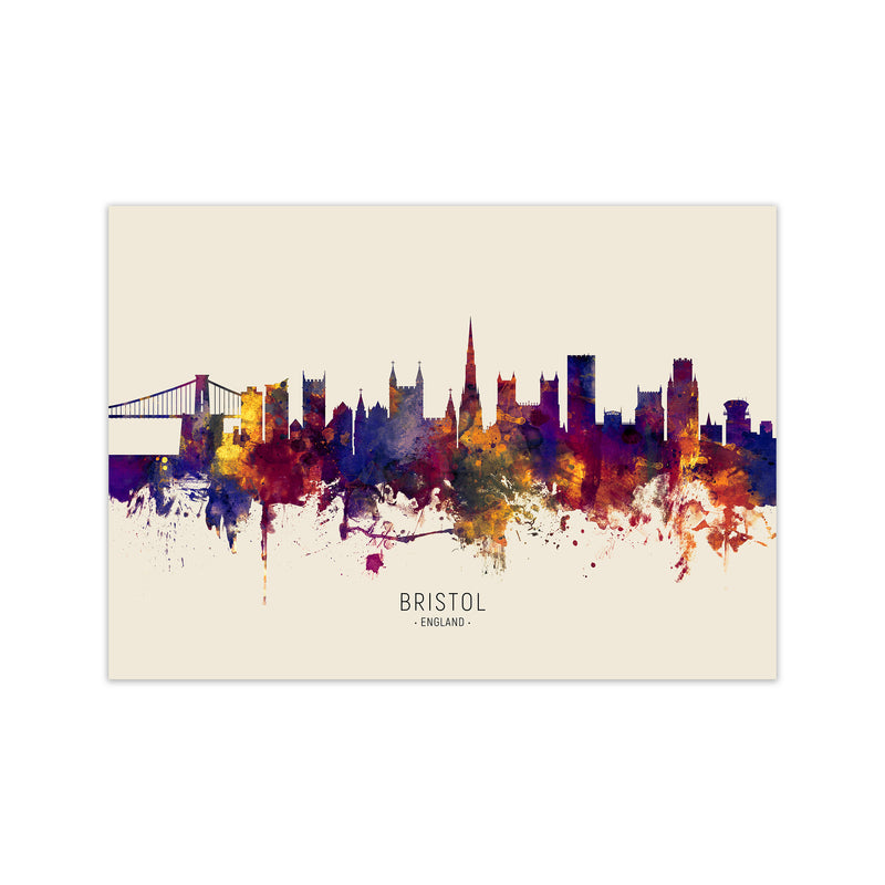 Bristol England Skyline Autumn City Name Art Print by Michael Tompsett Print Only