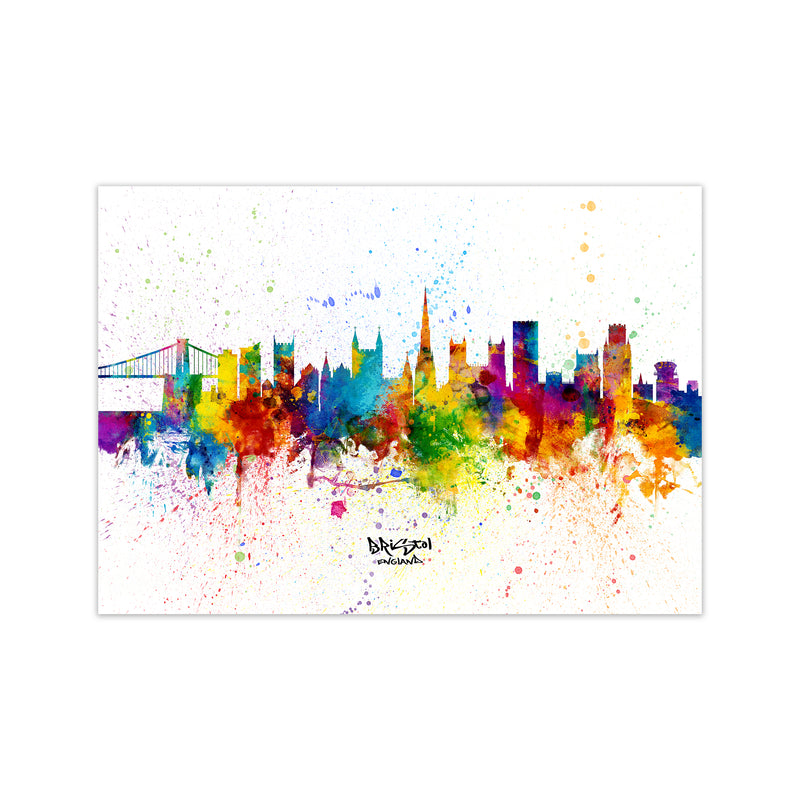 Bristol England Skyline Splash Art Print by Michael Tompsett Print Only