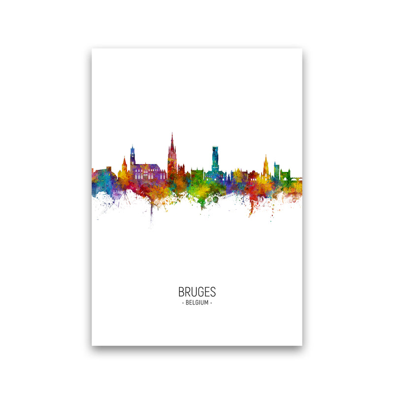 Bruges Belgium Skyline Portrait Art Print by Michael Tompsett Print Only