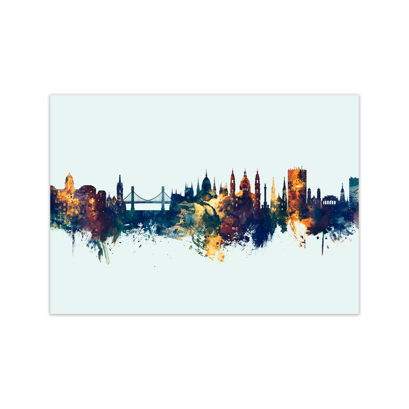 Budapest Hungary Skyline Blue Orange Art Print by Michael Tompsett Print Only