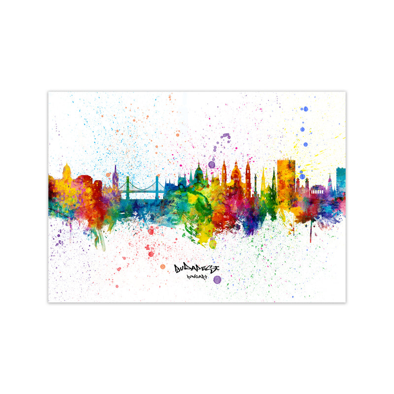 Budapest Hungary Skyline Splash Art Print by Michael Tompsett Print Only