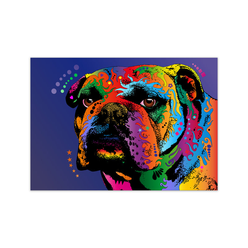 Bulldog Dog Blue Art Print by Michael Tompsett Print Only