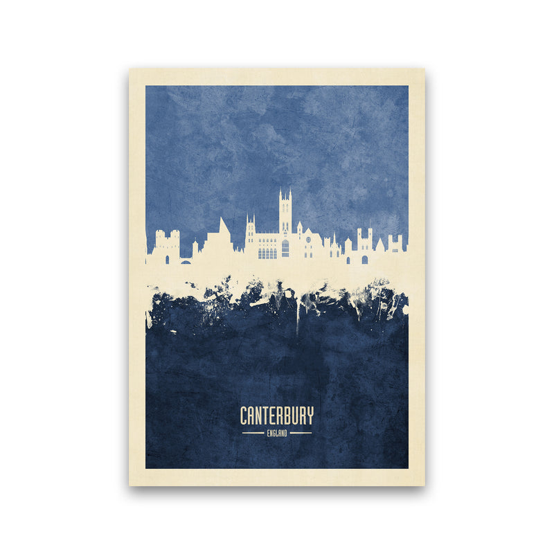 Canterbury England Skyline Portrait Navy Art Print by Michael Tompsett Print Only