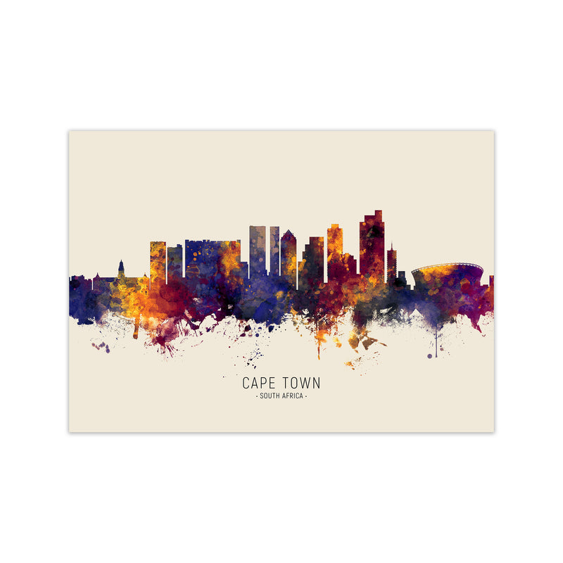 Cape Town South Africa Skyline Autumn City Name Art Print by Michael Tompsett Print Only