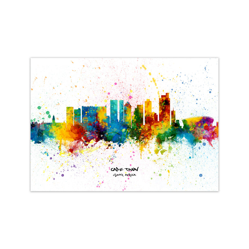 Cape Town South Africa Skyline Splash Art Print by Michael Tompsett Print Only