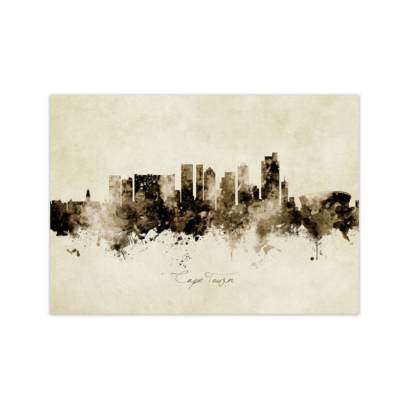 Cape Town South Africa Skyline Vintage Art Print by Michael Tompsett Print Only