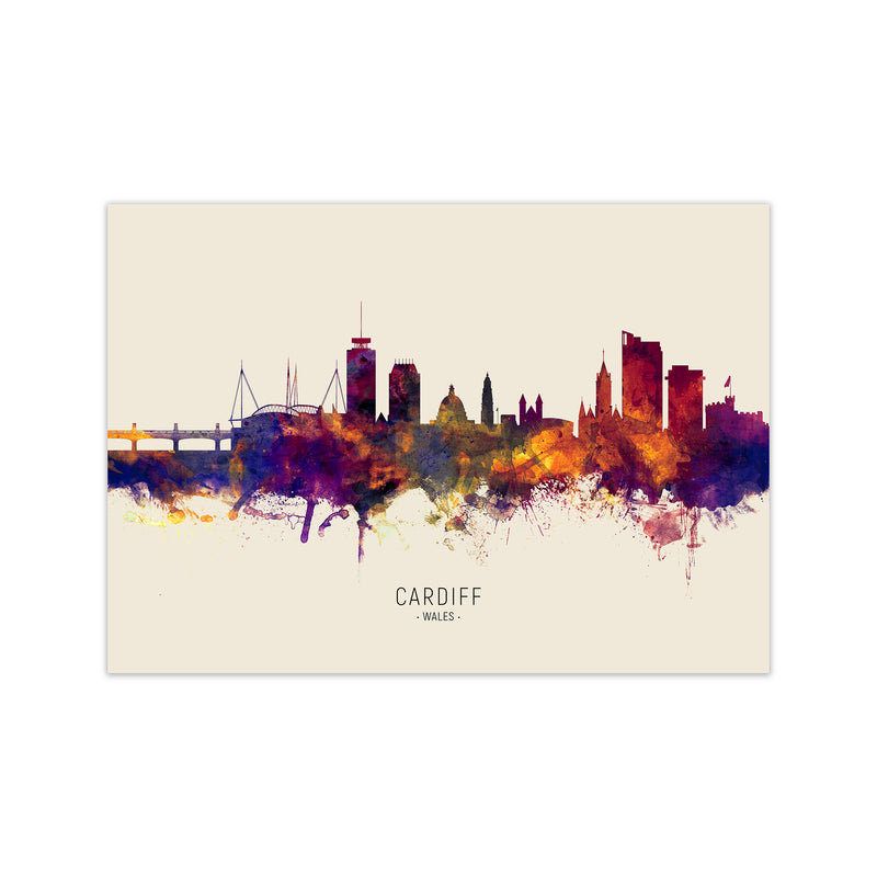 Cardiff Wales Skyline Autumn City Name Art Print by Michael Tompsett Print Only