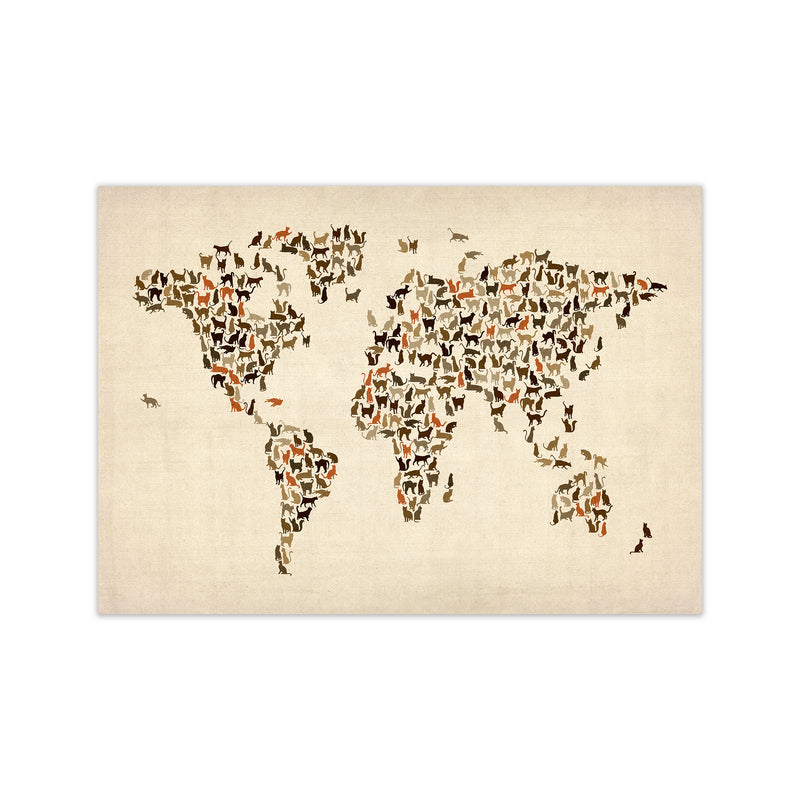 Cats Map of the World Art Print by Michael Tompsett Print Only