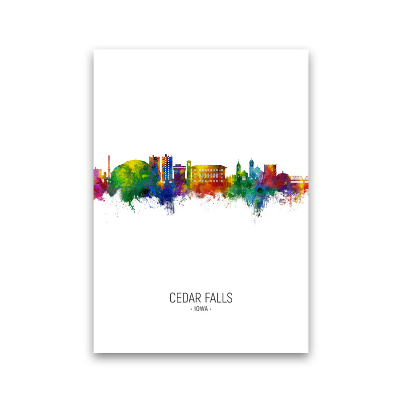 Cedar Falls Iowa Skyline Portrait Art Print by Michael Tompsett Print Only