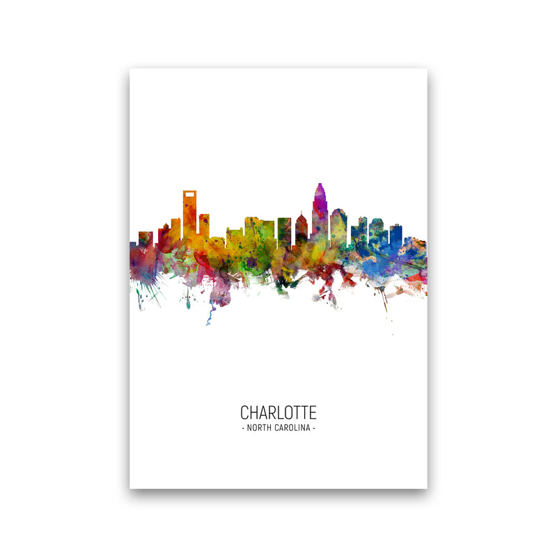 Charlotte North Carolina Skyline Portrait Art Print by Michael Tompsett Print Only