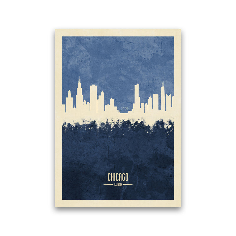 Chicago Illinois Skyline Portrait Navy Art Print by Michael Tompsett Print Only