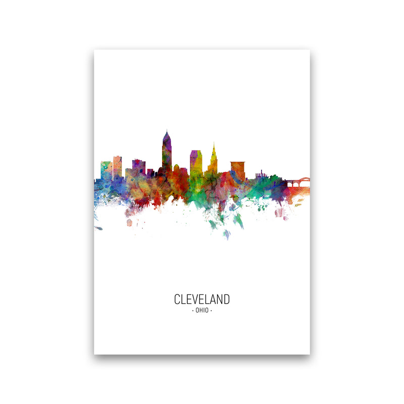 Cleveland Ohio Skyline Portrait Art Print by Michael Tompsett Print Only