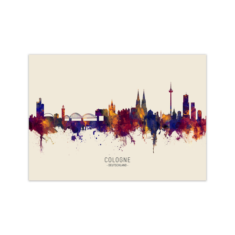 Cologne Deutschland Skyline Autumn City Name Art Print by Michael Tompsett Print Only