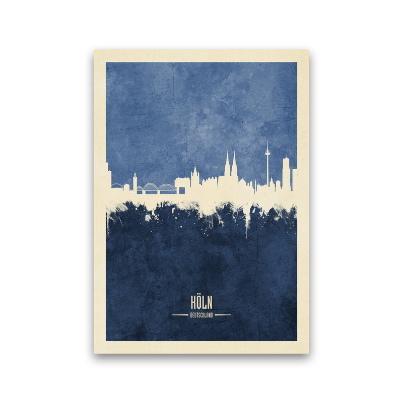 Cologne Germany Skyline Portrait Navy Art Print by Michael Tompsett Print Only