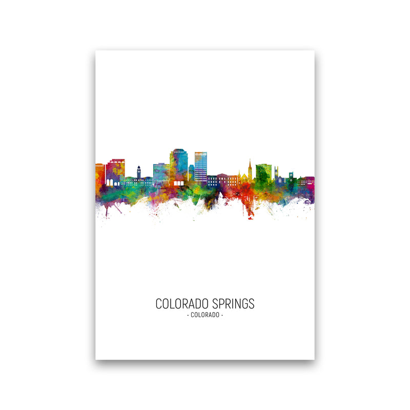 Colorado Springs Colorado Skyline Portrait Art Print by Michael Tompsett Print Only