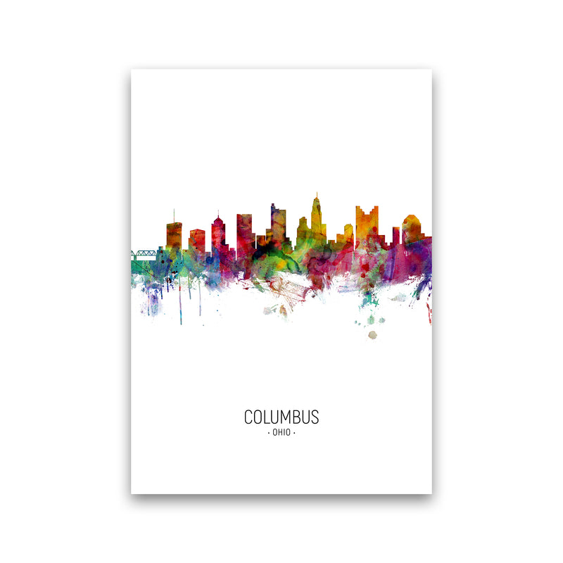 Columbus Ohio Skyline Portrait Art Print by Michael Tompsett Print Only