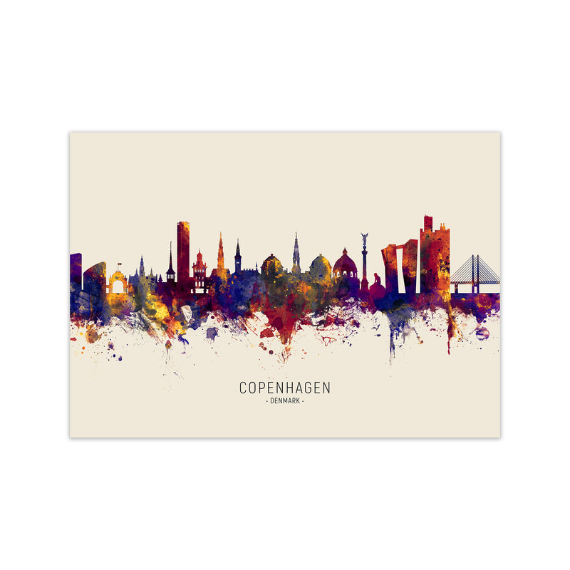 Copenhagen Denmark Skyline Autumn City Name Art Print by Michael Tompsett Print Only