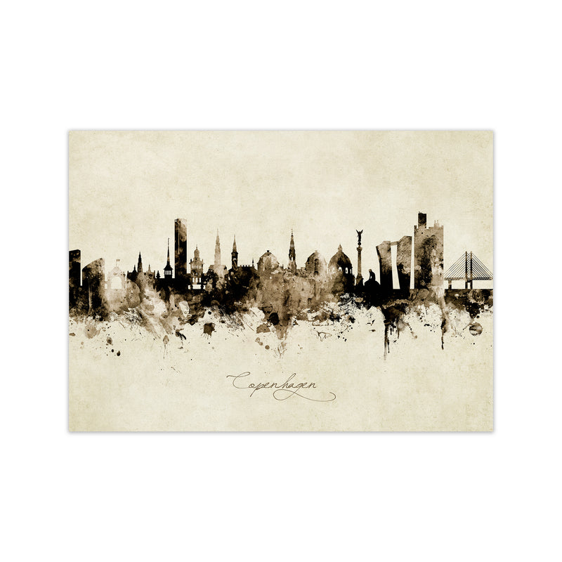 Copenhagen Denmark Skyline Vintage Art Print by Michael Tompsett Print Only