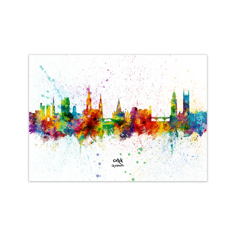 Cork Ireland Skyline Splash Art Print by Michael Tompsett Print Only