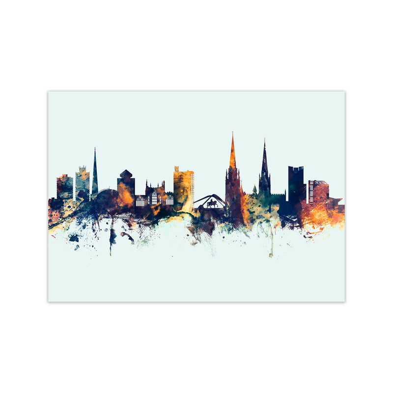 Coventry England Skyline Blue Orange Art Print by Michael Tompsett Print Only