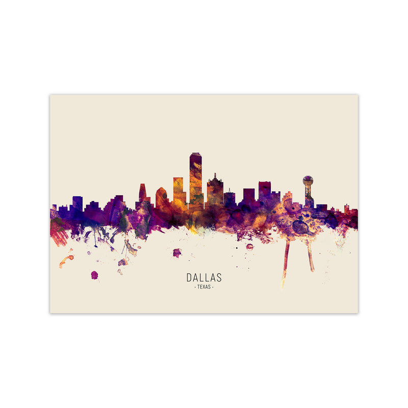 Dallas Texas Skyline Autumn City Name Art Print by Michael Tompsett Print Only