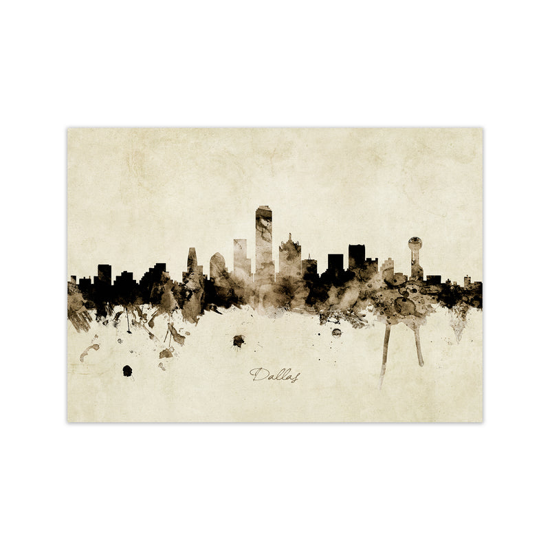 Dallas Texas Skyline Vintage Art Print by Michael Tompsett Print Only