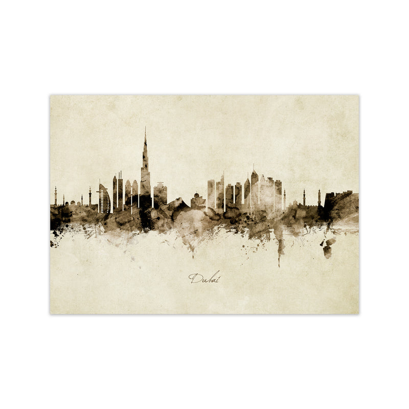 Dubai United Arab Emirates Skyline Vintage Art Print by Michael Tompsett Print Only