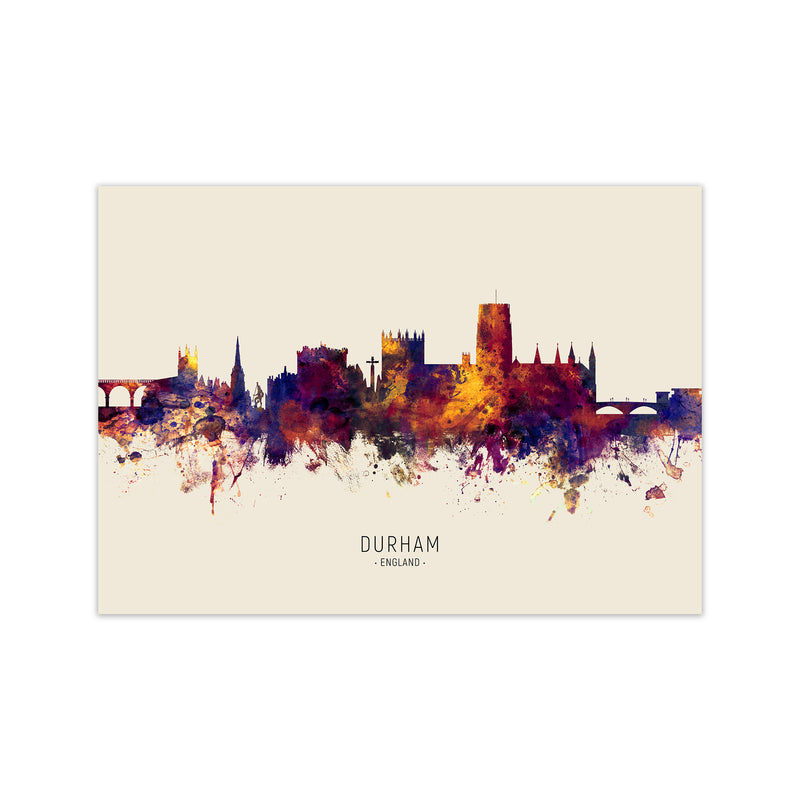 Durham England Skyline Autumn City Name Art Print by Michael Tompsett Print Only