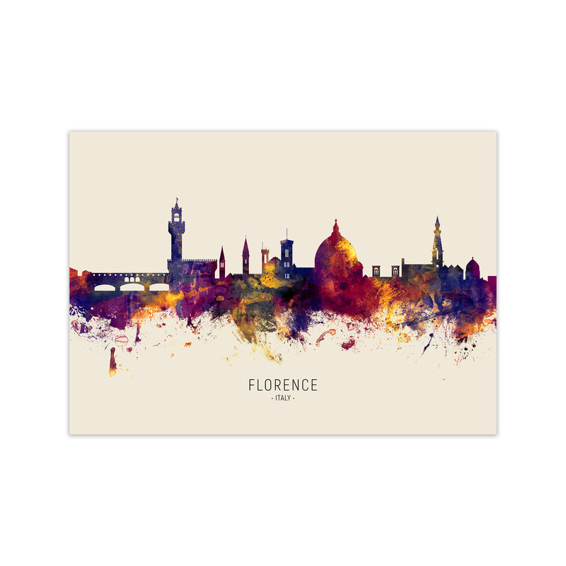 Florence Italy Skyline Autumn City Name Art Print by Michael Tompsett Print Only