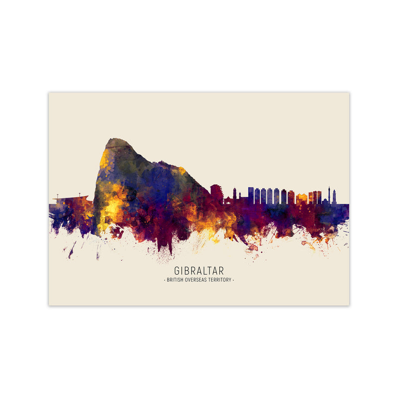 Gibraltar Skyline Autumn City Name Art Print by Michael Tompsett Print Only