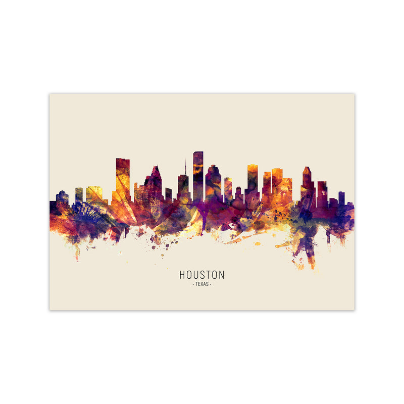 Houston Texas Skyline Autumn City Name Art Print by Michael Tompsett Print Only