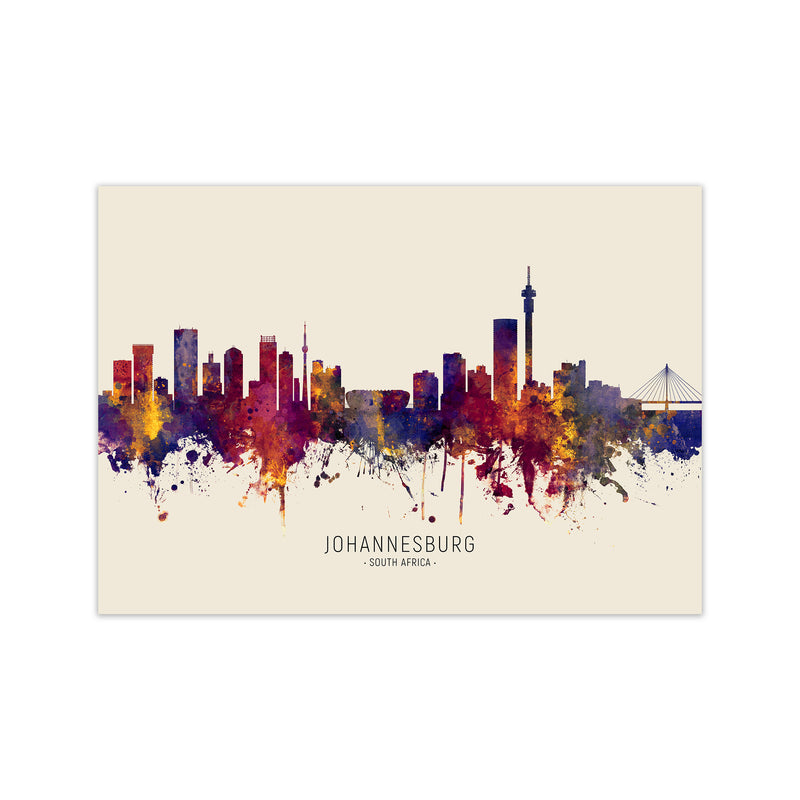 Johannesburg South Africa Skyline Autumn City Name Art Print by Michael Tompsett Print Only