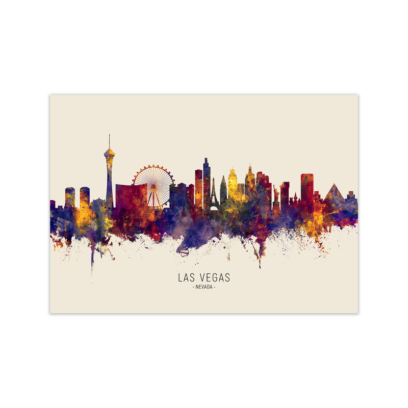 Las Vegas Nevada Skyline Autumn City Name Art Print by Michael Tompsett Print Only