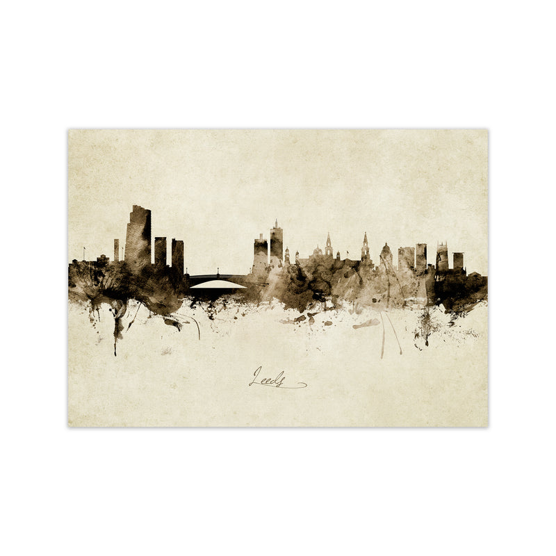 Leeds England Skyline Vintage Art Print by Michael Tompsett Print Only