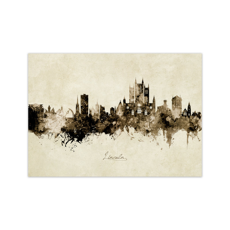 Lincoln England Skyline Vintage Art Print by Michael Tompsett Print Only