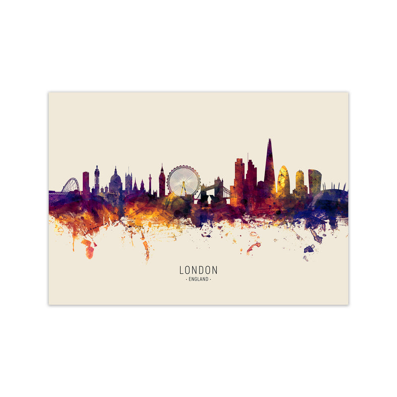 London England Skyline Autumn City Name Art Print by Michael Tompsett Print Only