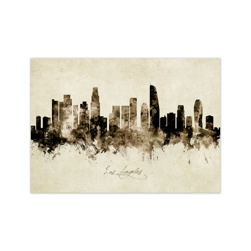 Los Angeles California Skyline Vintage Art Print by Michael Tompsett Print Only