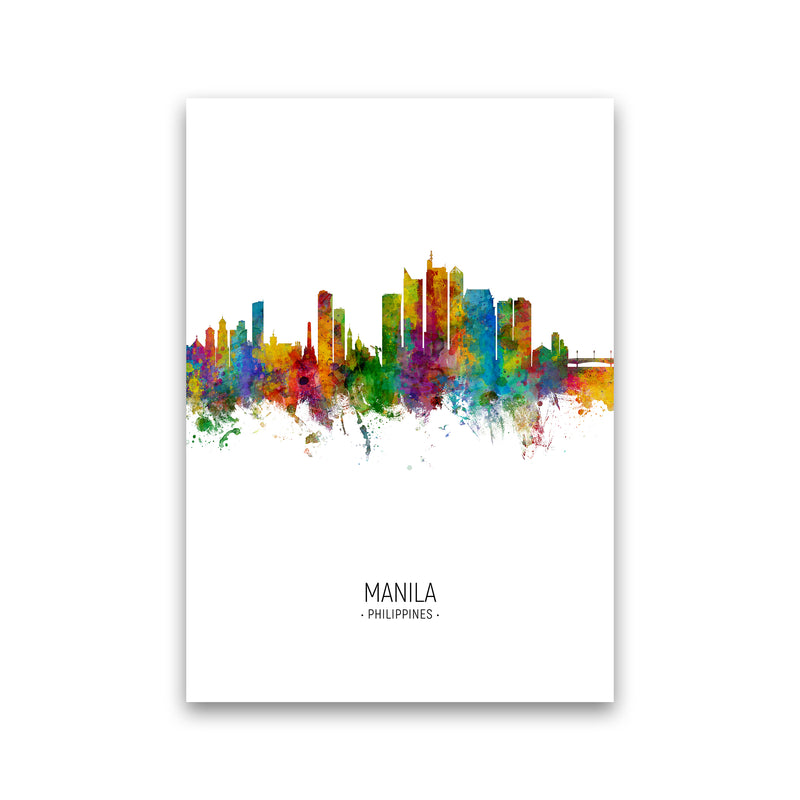 Manila Philippines Skyline Portrait Art Print by Michael Tompsett Print Only