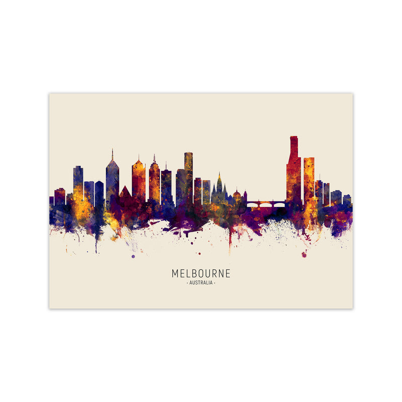 Melbourne Australia Skyline Autumn City Name Art Print by Michael Tompsett Print Only