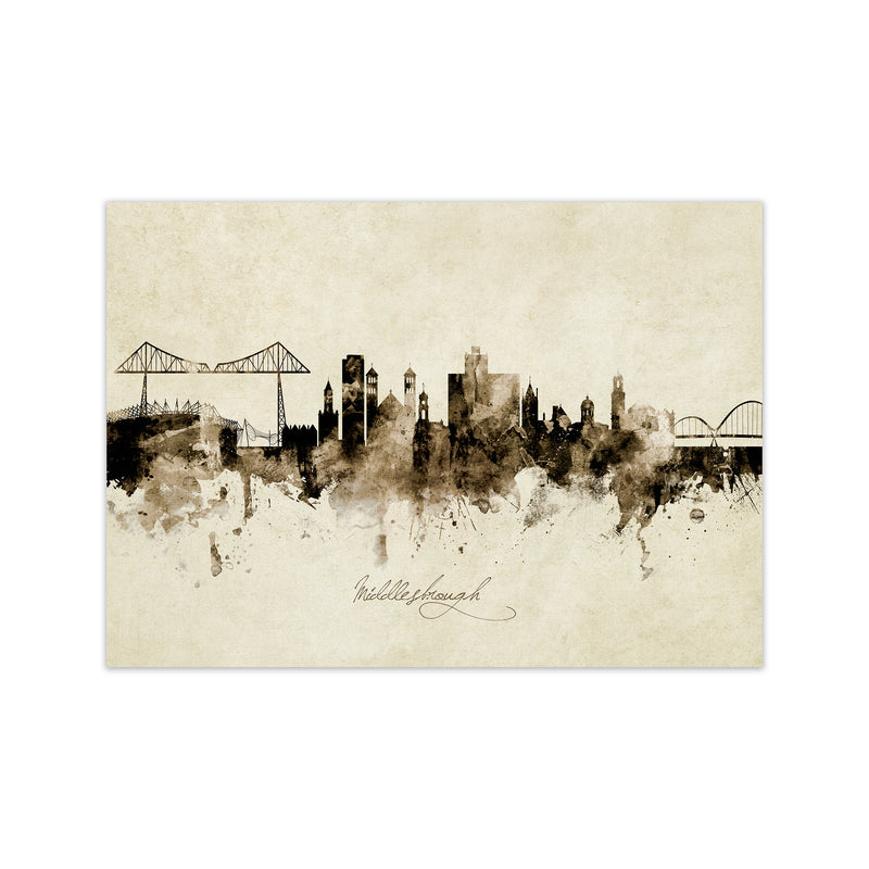 Middlesbrough England Skyline Vintage Art Print by Michael Tompsett Print Only