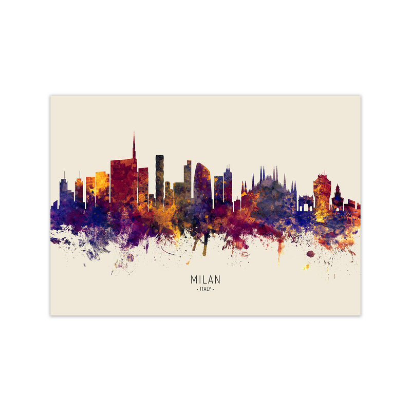 Milan Italy Skyline Autumn City Name Art Print by Michael Tompsett Print Only