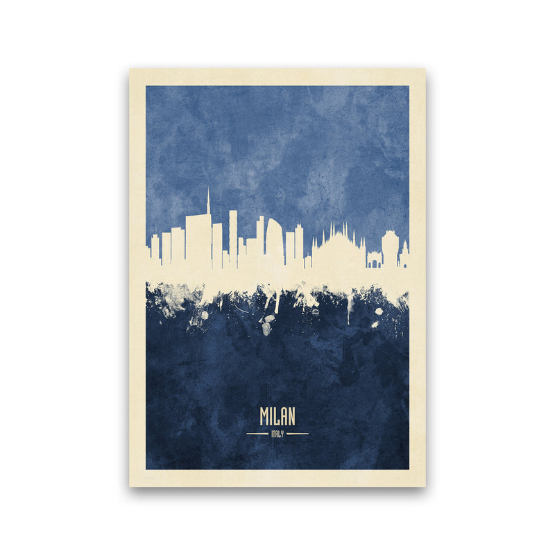 Milan Italy Skyline Portrait Navy Art Print by Michael Tompsett Print Only