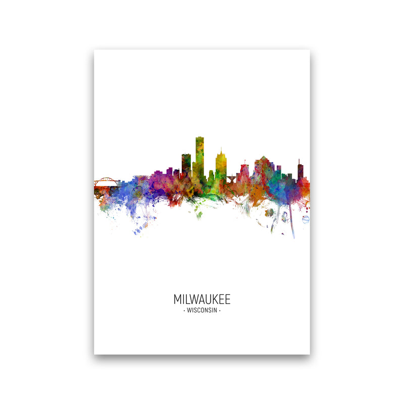 Milwaukee Wisconsin Skyline Portrait Art Print by Michael Tompsett Print Only