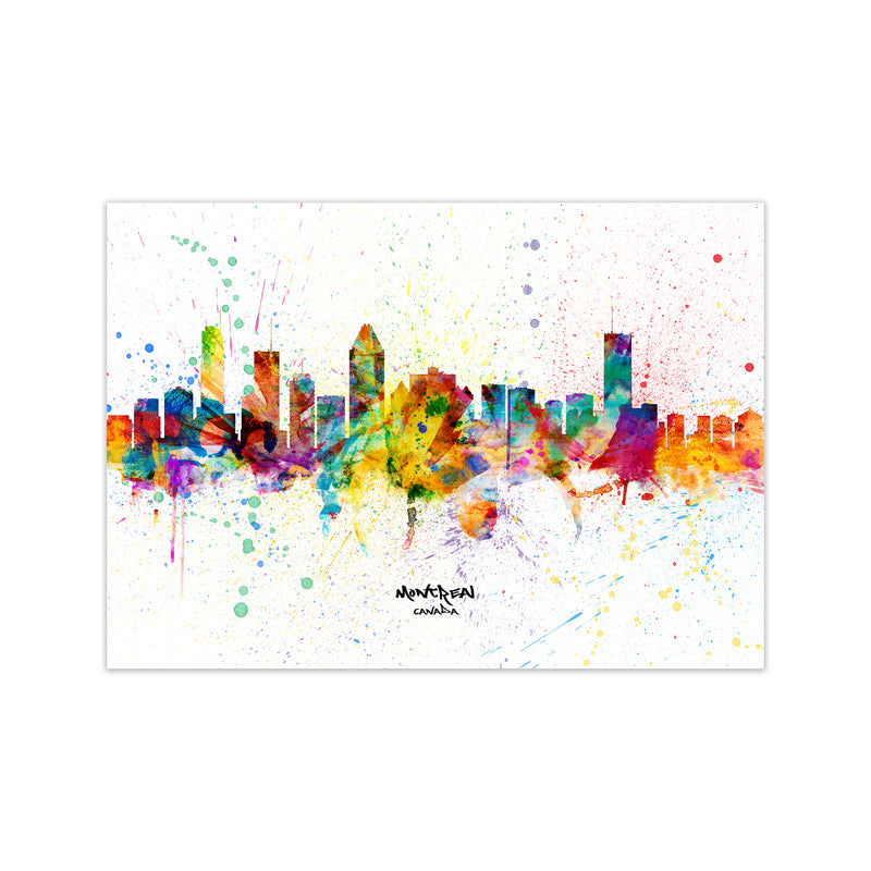 Montreal Canada Skyline Splash Art Print by Michael Tompsett Print Only