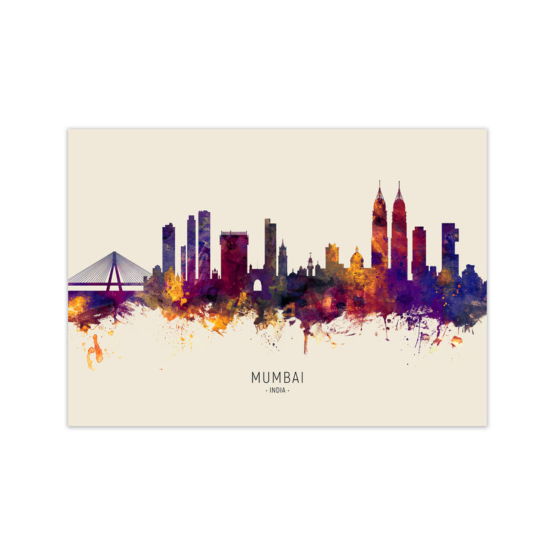 Mumbai India Skyline Autumn City Name Art Print by Michael Tompsett Print Only