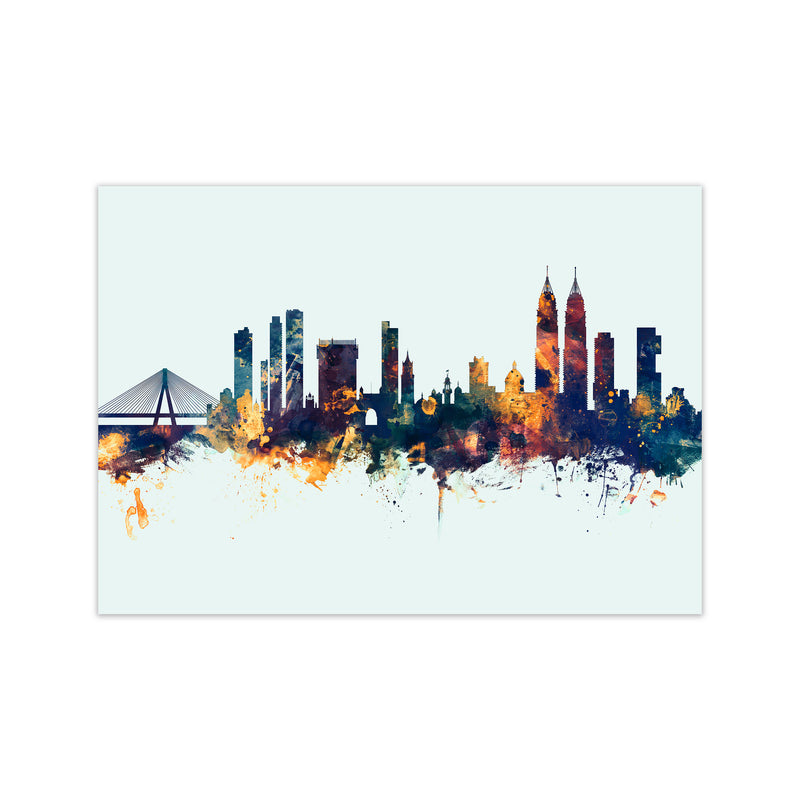 Mumbai India Skyline Blue Orange Art Print by Michael Tompsett Print Only